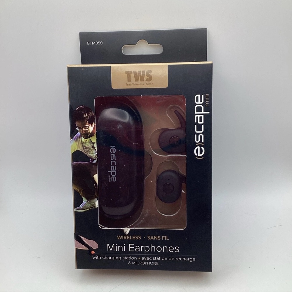 Escape BTM050 Mini Wireless Stereo Bluetooth Earphones with Charging Station NIB